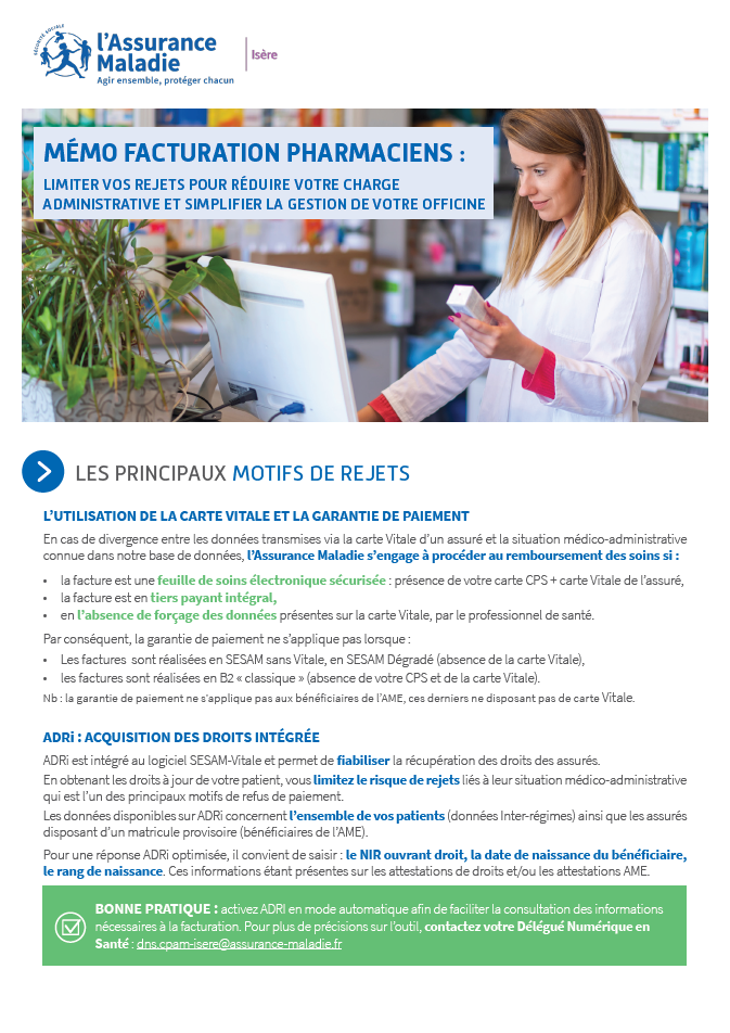 Mémo Facturation pharmaciens 