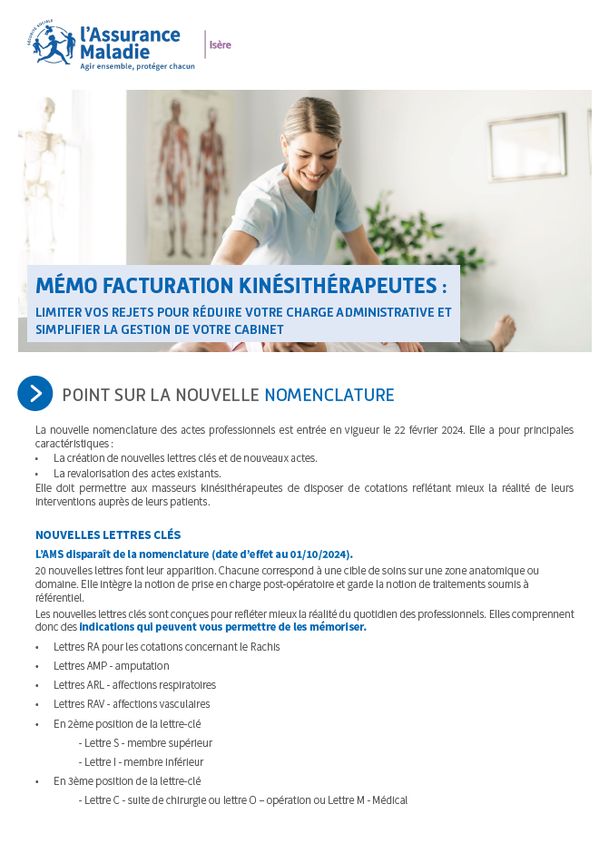 Mémo Facturation kinésithérapeutes
