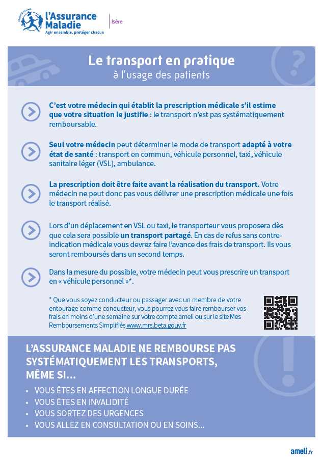 Flyer Le transport en pratique à l'usage des patients
