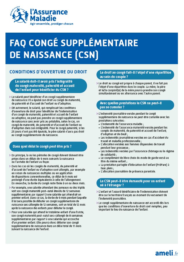 FAQ congé supplémentaire de naissance