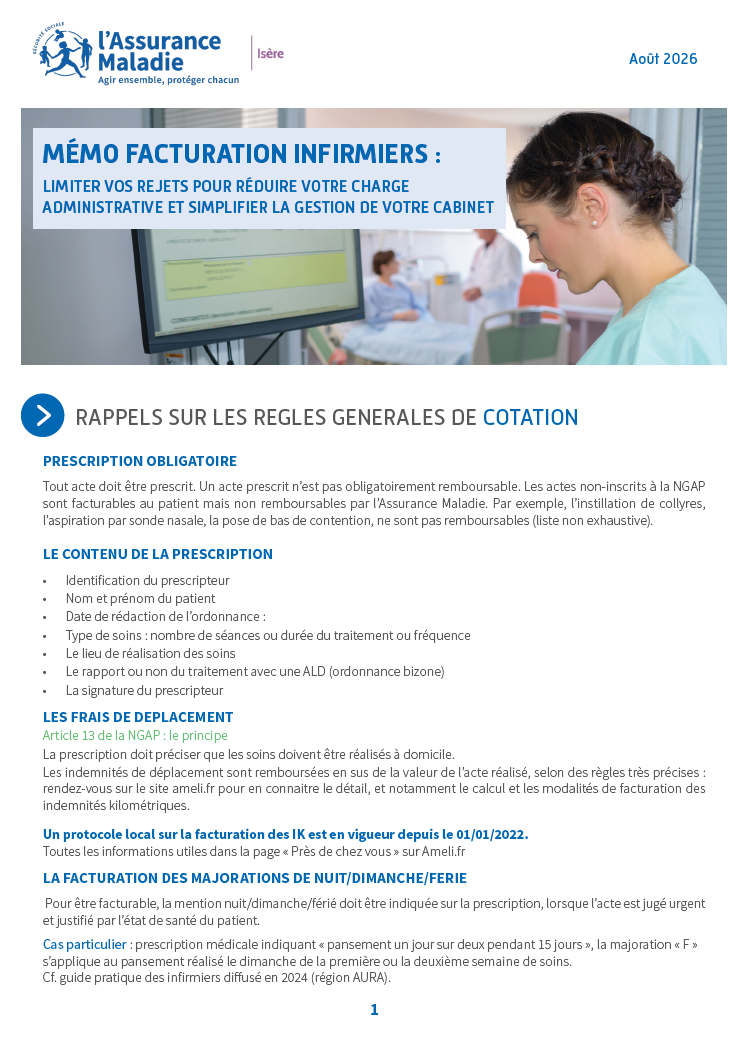 Mémo Facturation infirmiers